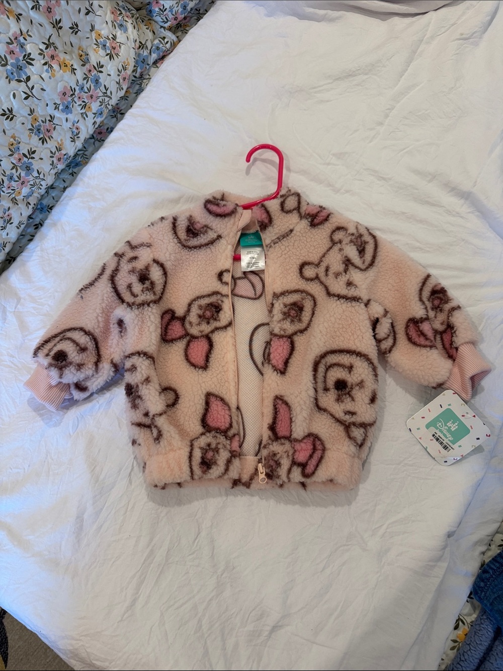Disney Pink Teddy Sherpa Puffer Jacket with Bows